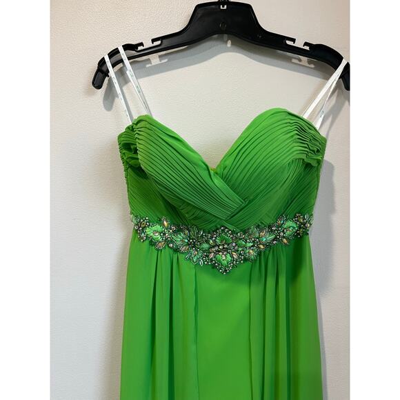 Camille La Vie Green Strapless Prom Gown Beaded Formal Dress Sz 4 - Picture 4 of 11